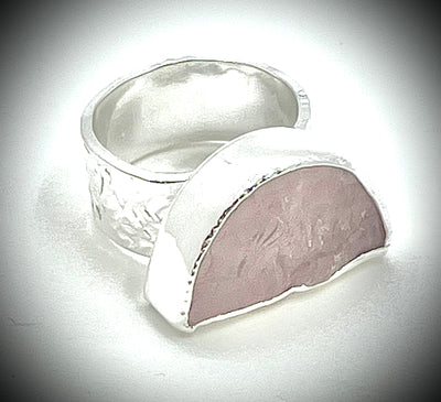 Rose Quartz Moon Ring