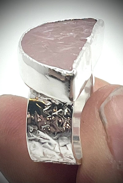 Rose Quartz Moon Ring