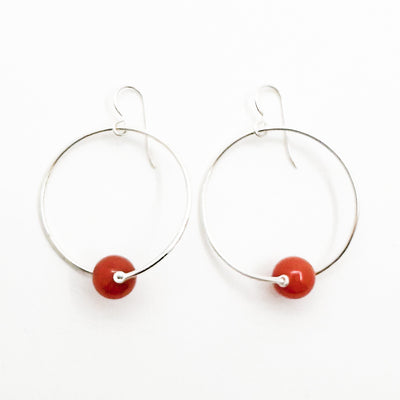 Sterling Twisted Hoop Carnelian Earrings