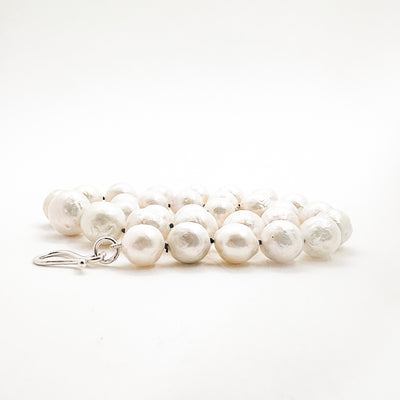 White Baroque Pearls on Black Silk Necklace