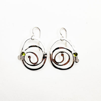 Large Spiral Earrings with Gemstone