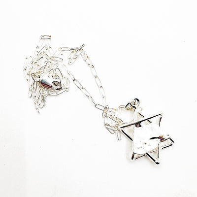 Sterling and 24k Small Star of David Necklace
