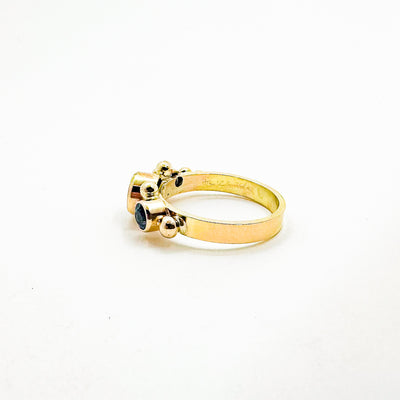 14k Gold Yesterday, Today, and Tomorrow Ring with Blue Topaz