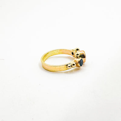 14k Gold Yesterday, Today, and Tomorrow Ring with Blue Topaz