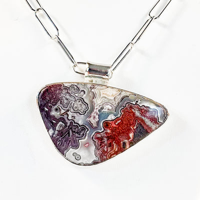 Sterling Crazy Lace Agate on Handmade Chain