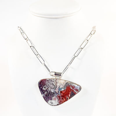 Sterling Crazy Lace Agate on Handmade Chain