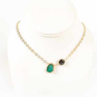 14k Gold Filled Emerald & Spinel Necklace