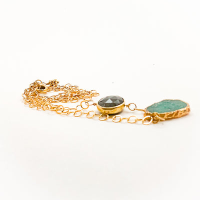 14k Gold Filled Emerald & Spinel Necklace
