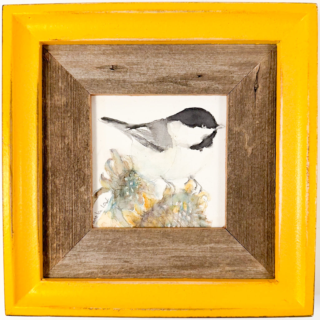 Chickadee with Yellow Frame