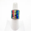 Sterling Ring with Rows of Multi Color Heishi Beads