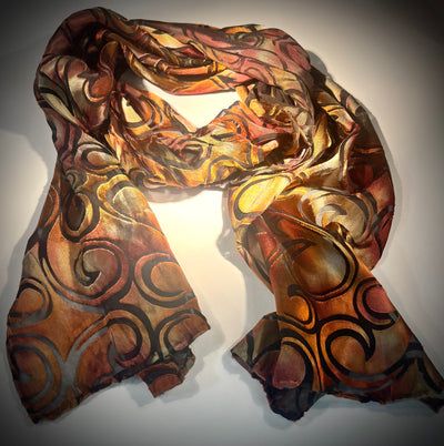 Copper Swirls Silk Scarf