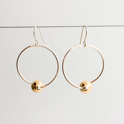 Sterling Twisted Hoop earrings with Gold Filled Ball