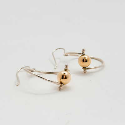 Sterling Twisted Hoop earrings with Gold Filled Ball