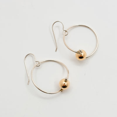 Sterling Twisted Hoop earrings with Gold Filled Ball