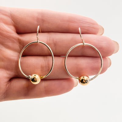 Sterling Twisted Hoop earrings with Gold Filled Ball