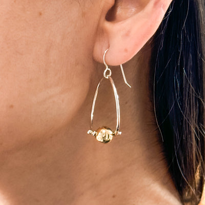 Sterling Twisted Hoop earrings with Gold Filled Ball