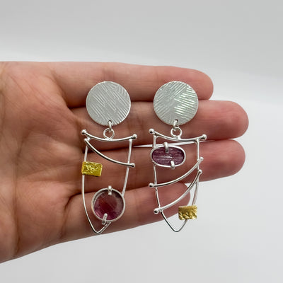 Waltz earrings with pink tourmaline slices