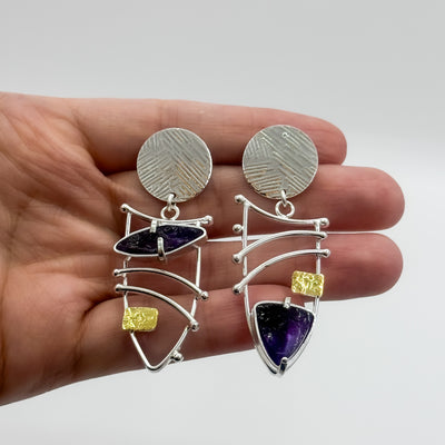Waltz earrings with natural surface amethyst