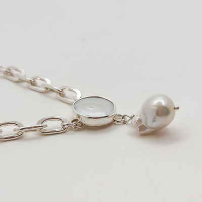 Irina Necklace Tow Truck Jr with white coin and baroque pearl