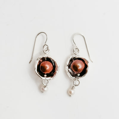 Raindrop Earrings with Chocolate pearls