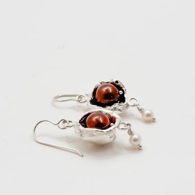 Raindrop Earrings with Chocolate pearls