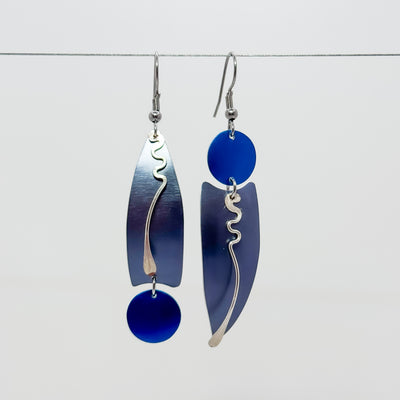 RT4 soft blue and bright blue dangle earrings