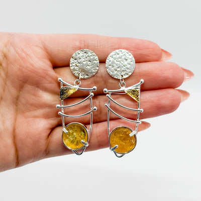 Waltz earrings with natural surface citrine