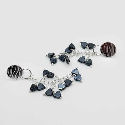 Katie Earrings with black hearts