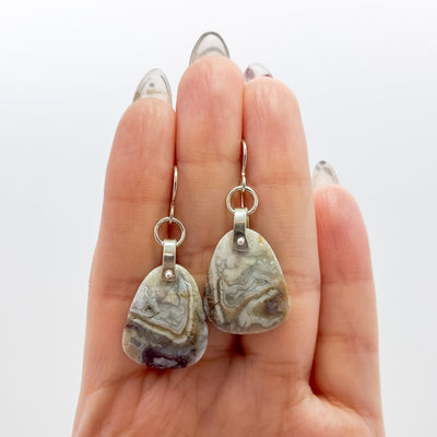 Tab top lace agate earrings