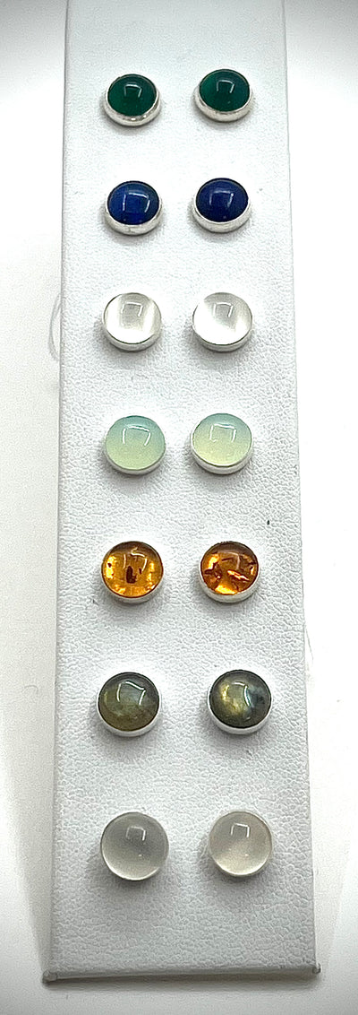 8mm Cabochon Stud Earrings
