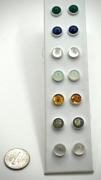 8mm Cabochon Stud Earrings