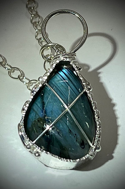 Cross Caged Labradorite Necklace