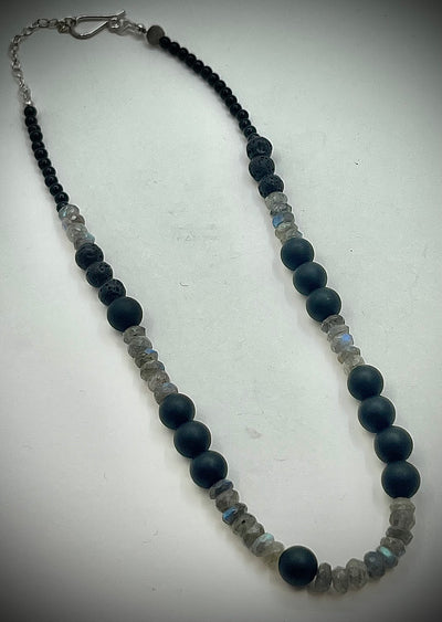 Black Onyx and Labradorite Necklace