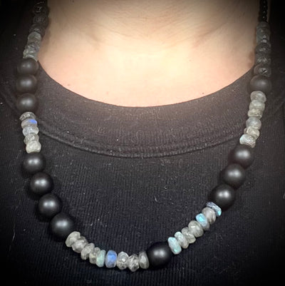 Black Onyx and Labradorite Necklace