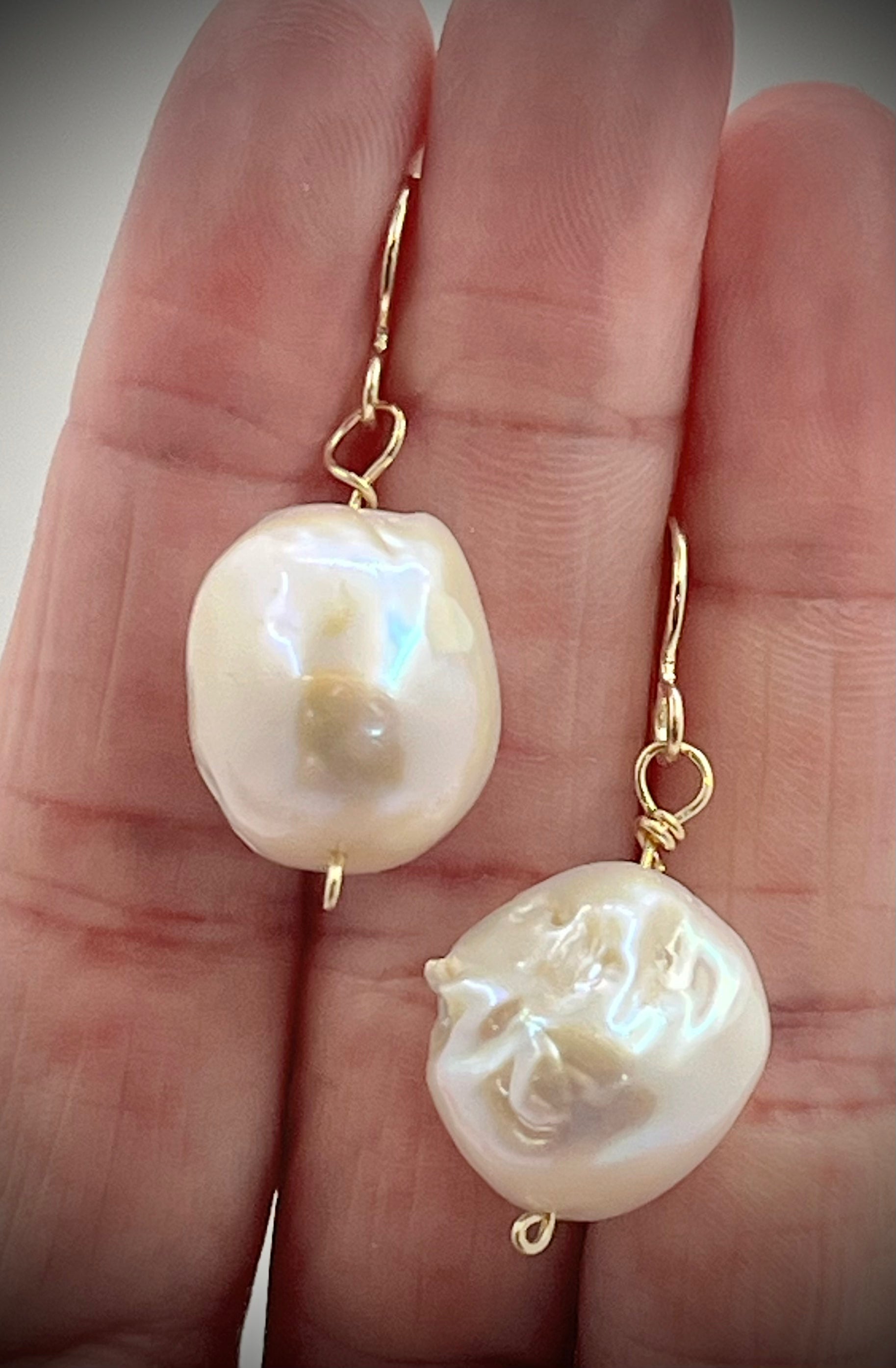 Single Large White Baroque Pearl Earring