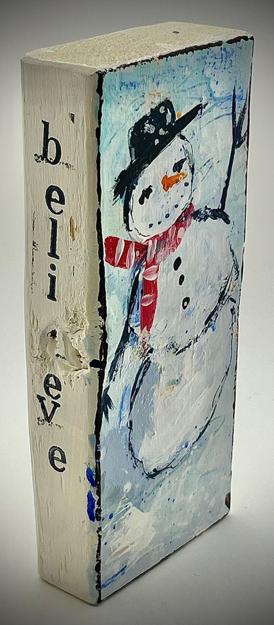 Snowman Painted Wood