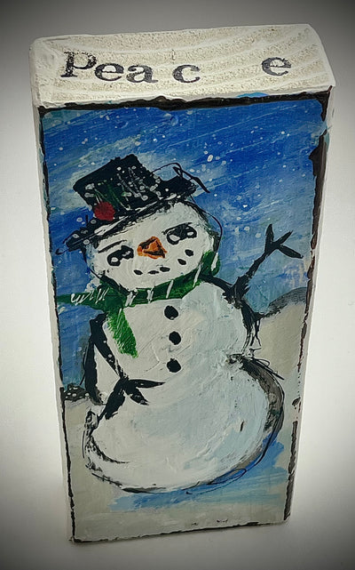 Snowman Painted Wood