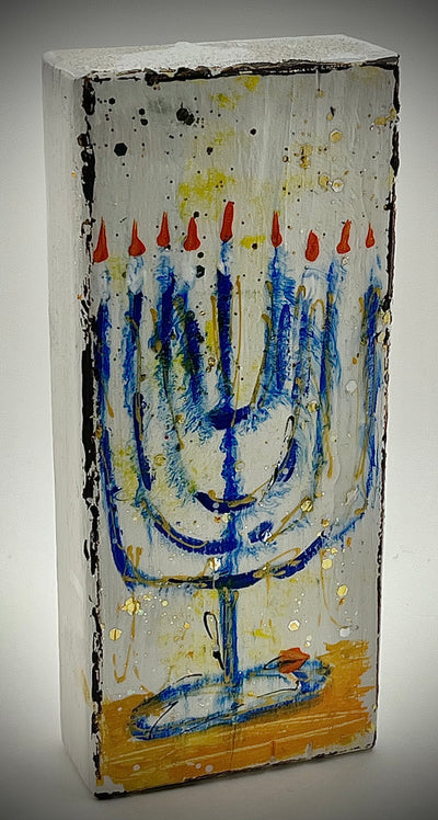 Menorah Painted Wood