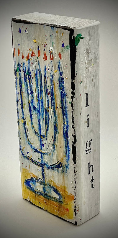 Menorah Painted Wood