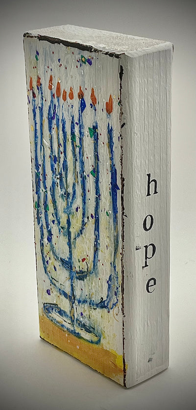 Menorah Painted Wood