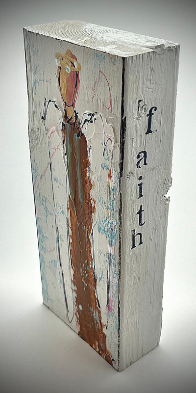 Faith Angel Painted Block
