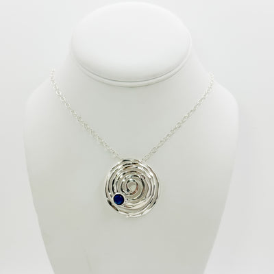 Domed spiral pendant with abalone necklace