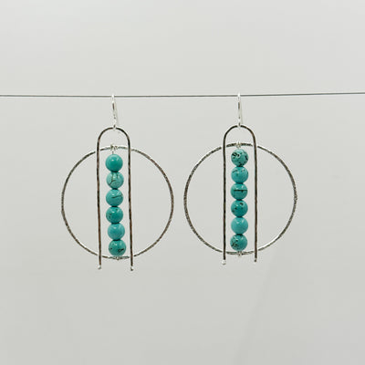 Landing Strip earrings with turquoise