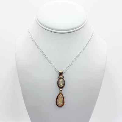 18k pendant with oval & teardrop opal