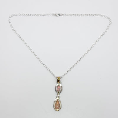 18k pendant with oval & teardrop opal