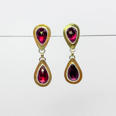 18k Rhodolite garnet earrings