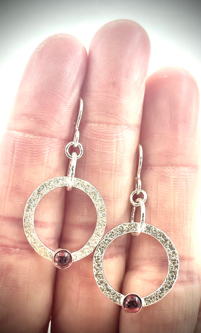 Garnet Smoke Ring Dangle Earrings