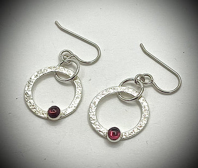 Garnet Smoke Ring Dangle Earrings