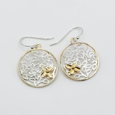 Large Round Petal with 2 Tone Hydrangea Earrings