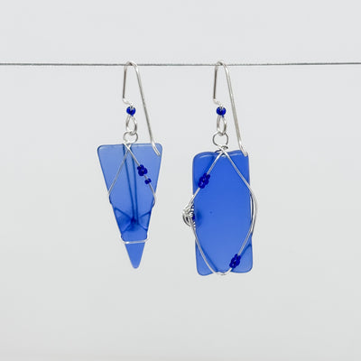 Deep Blue asymmetrical earrings
